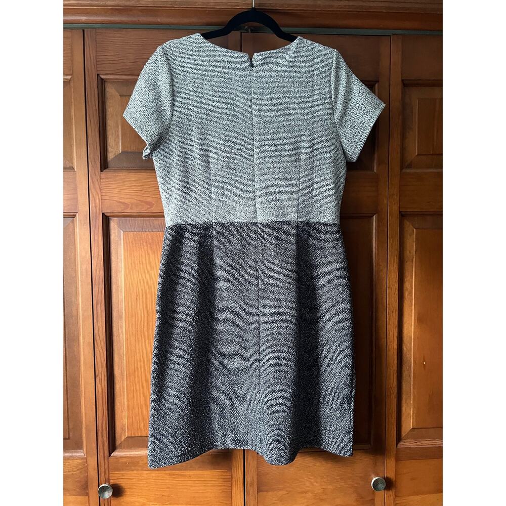 NWT LOFT Women Round Neck Speckled Tweed Sheath Dress Short Sleeve Gray Size 10 - Picture 9 of 10